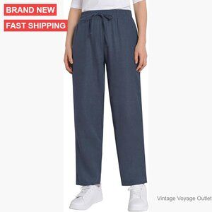 Petite Linen Pants with Pockets, Casual Summer Drawstring Waist